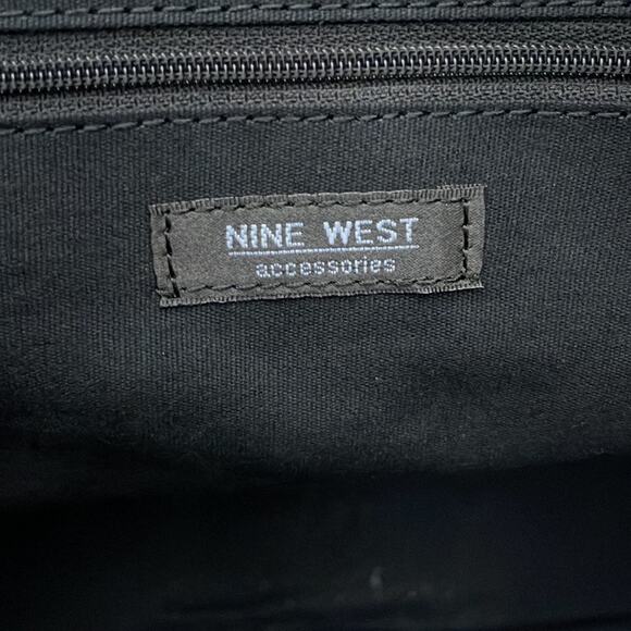 Nine West Black Faux Leather Satchel Handbag Purse 14x10x5 - Picture 10 of 15